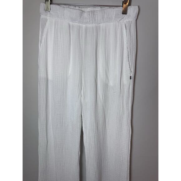 Sol Los Angeles Cotton Crepe Wide Leg Pants White XS - Picture 8 of 13